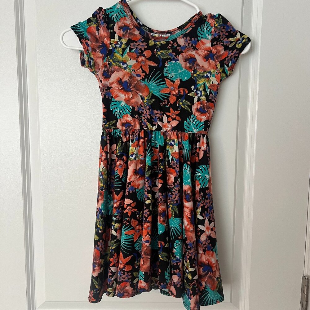 Dot Dot Smile Floral Kids Dress - Black, Pink, Green